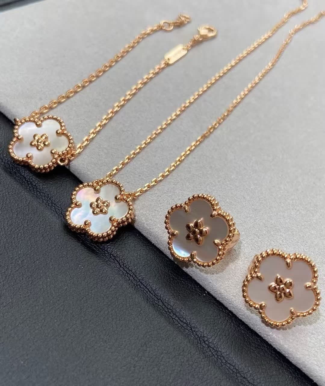 Van Cleef & Arpels Alhambra Gold and Opal Jewelry Set